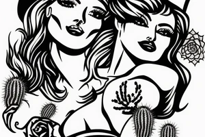 Pinup cowgirl with a cactus tattoo idea