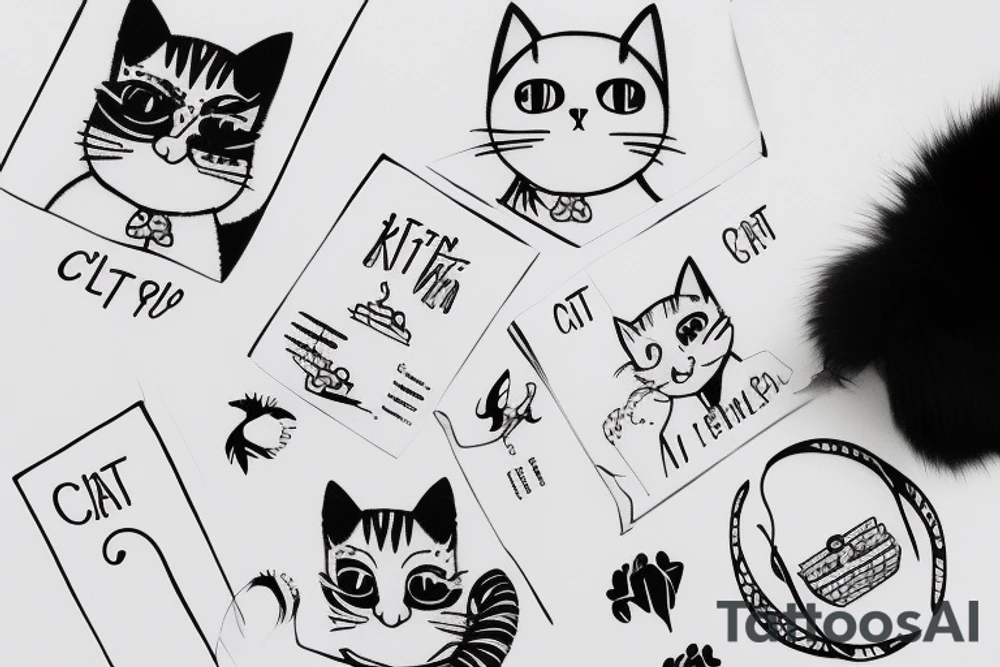 cat, girl, together, simple tattoo idea