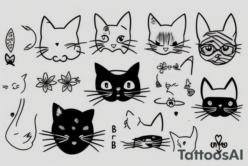cat, girl, together, simple tattoo idea