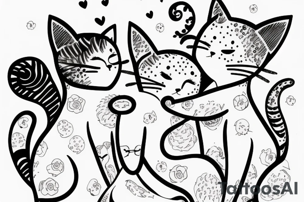 cat and girl hugging, love tattoo idea