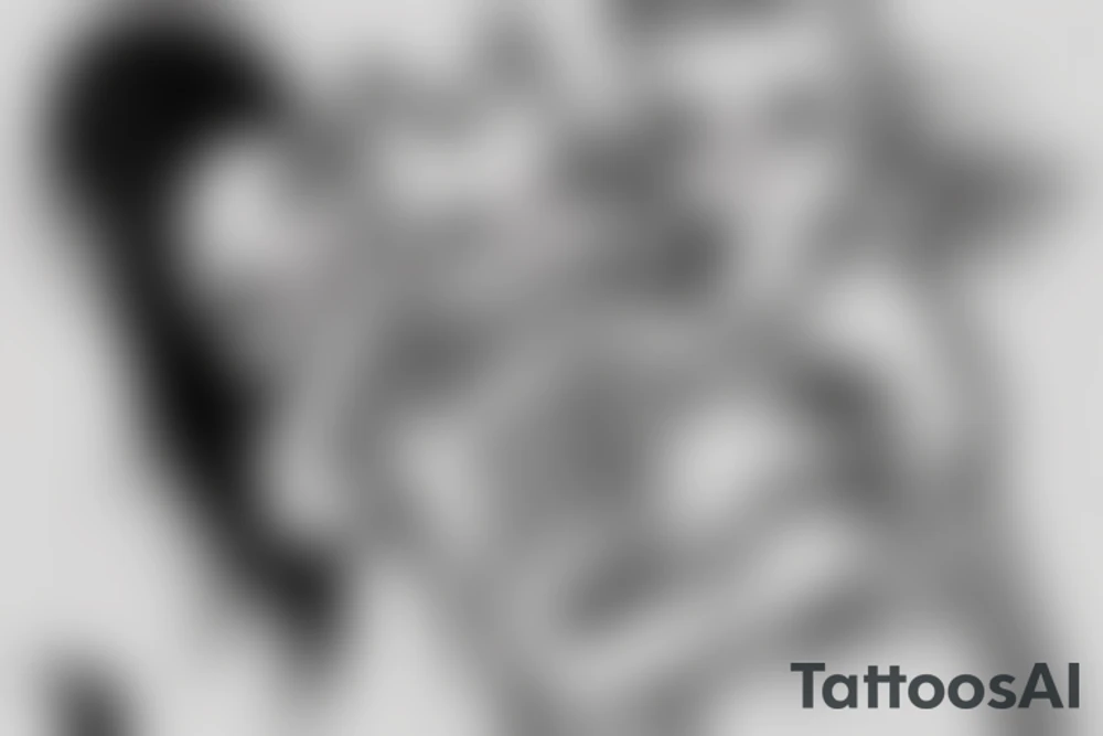 cat and girl hugging, love tattoo idea