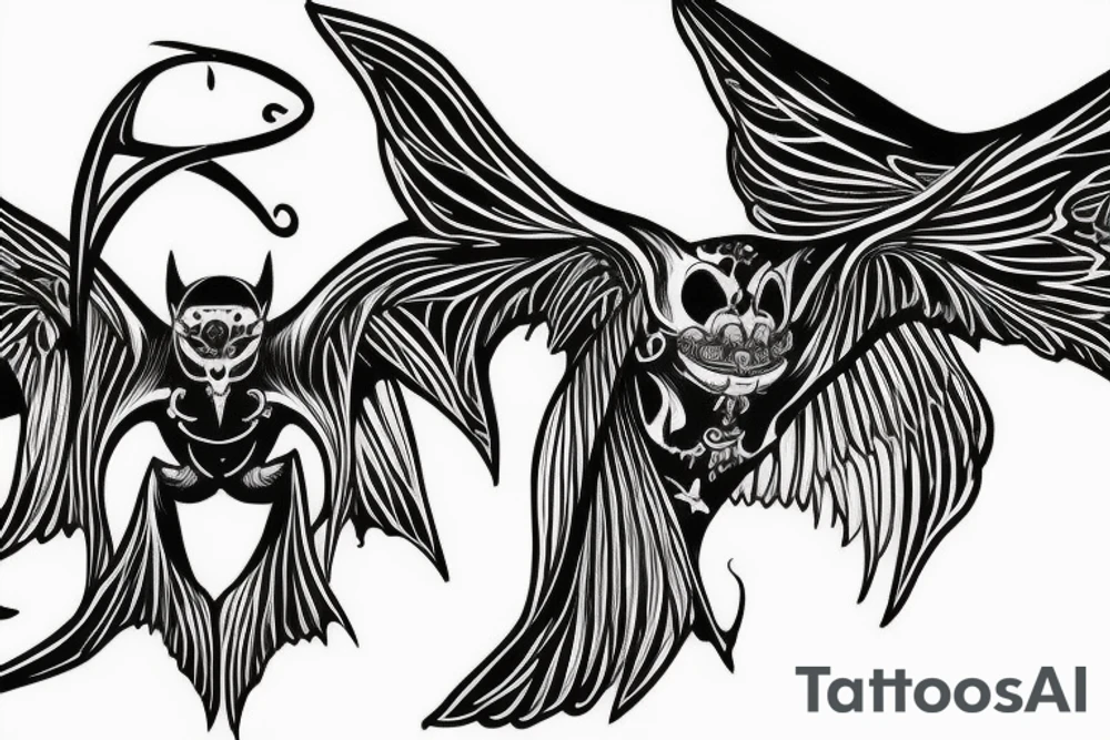 Symetrical bat with wings spread open tattoo idea Symetrical bat with wings spread open tattoo idea