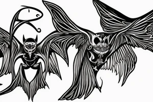 Symetrical bat with wings spread open tattoo idea