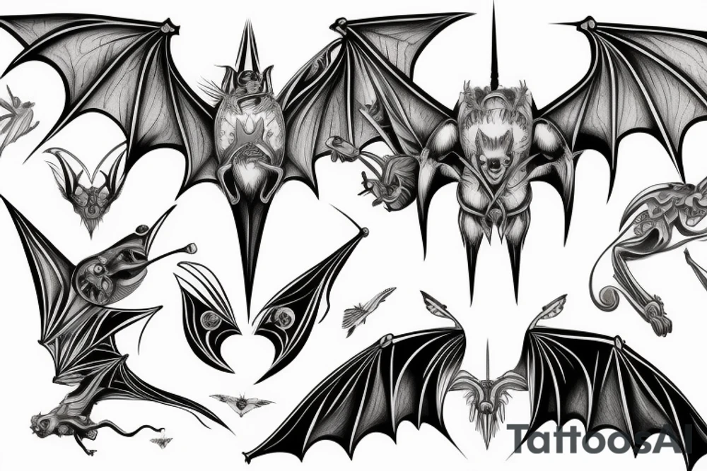 Symetrical bat with wings spread open tattoo idea Symetrical bat with wings spread open tattoo idea