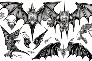 Symetrical bat with wings spread open tattoo idea