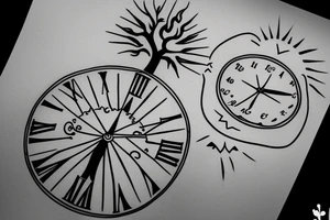 hour glass, tree, sun, time, clock, growth tattoo idea