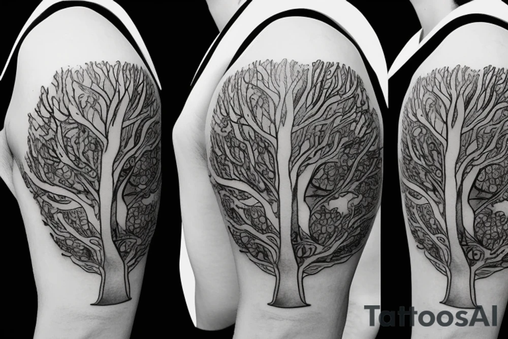 hour glass, tree, sun, time, clock, growth tattoo idea
