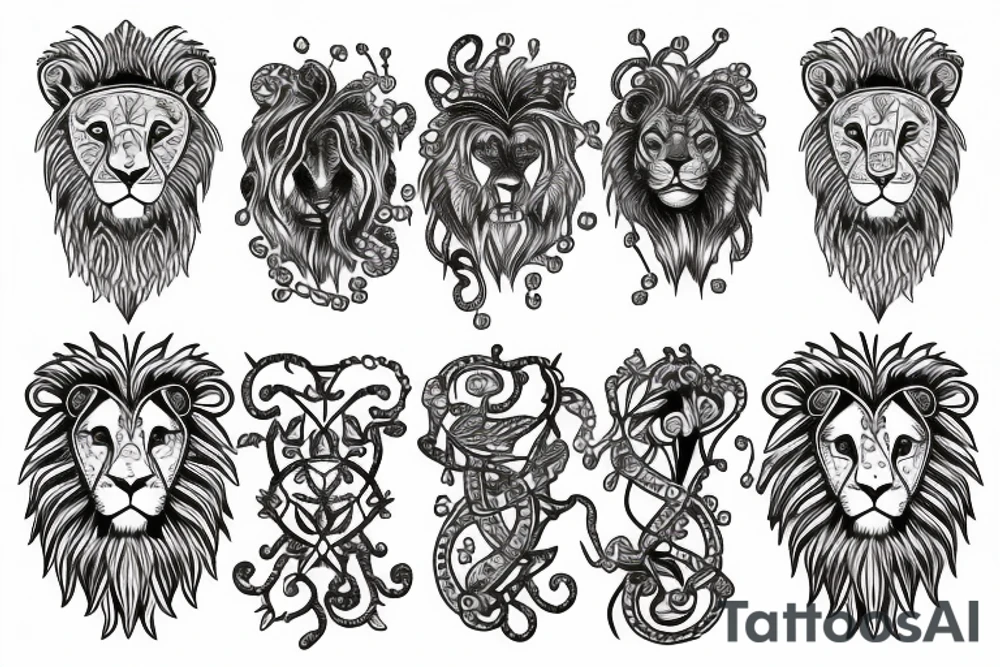 clock chain lion tattoo idea
