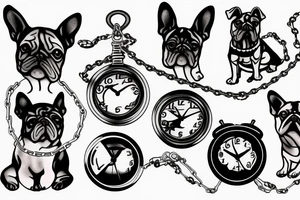 dog clock chain tattoo idea