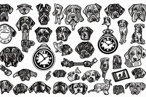 dog clock chain tattoo idea