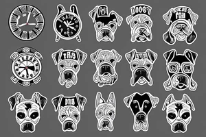 dog clock chain tattoo idea