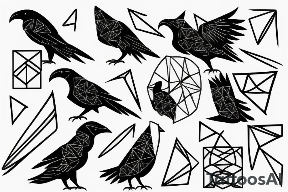 Geometric raven tattoo idea