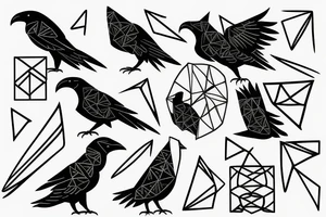 Geometric raven tattoo idea