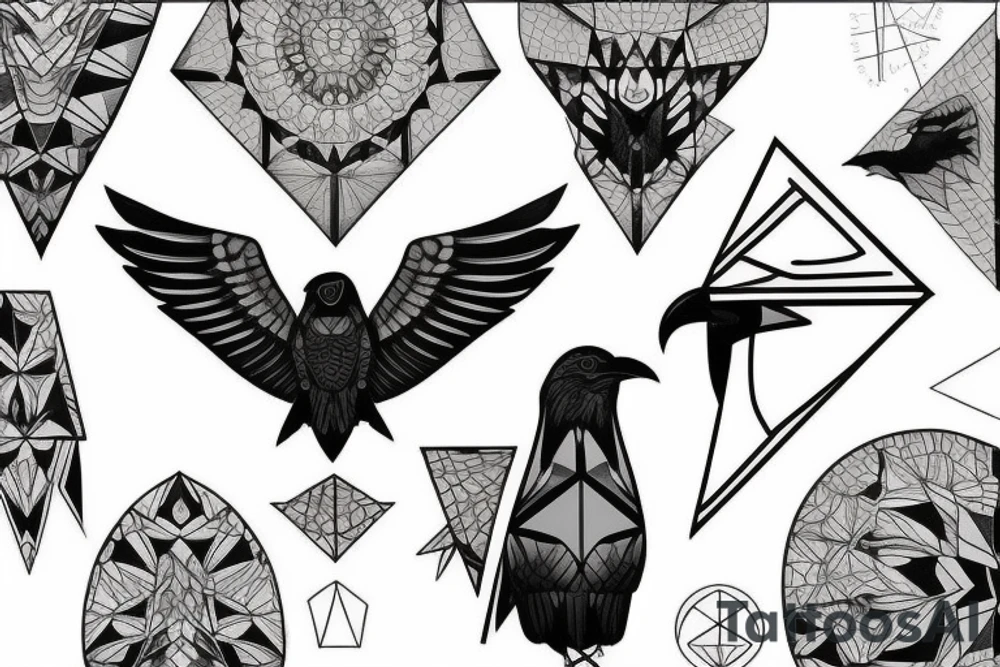 Geometric raven tattoo idea