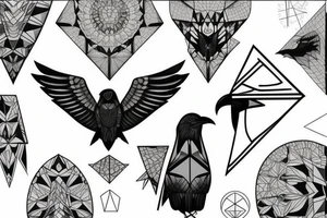 Geometric raven tattoo idea