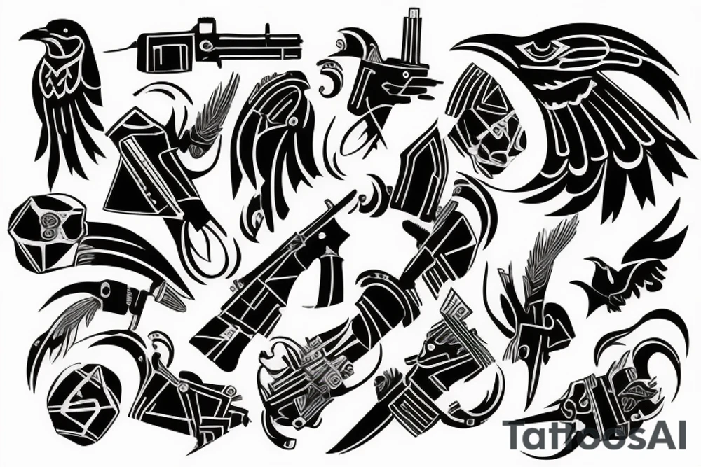 Crow circle gunslinger tattoo idea
