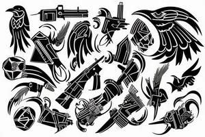 Crow circle gunslinger tattoo idea