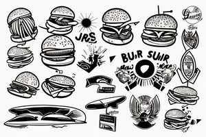 Burger surfing tattoo idea