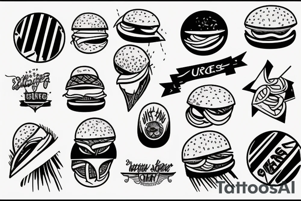 Burger surfing tattoo idea