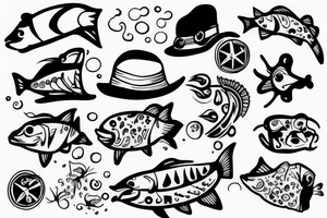 fish smoking a joint with a hat tattoo idea