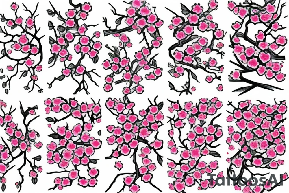 Cherry blossom and clouds tattoo idea