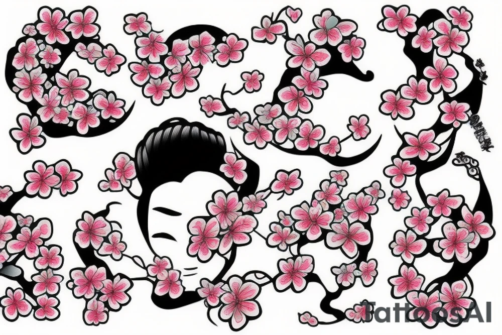 Cherry blossom and clouds tattoo idea
