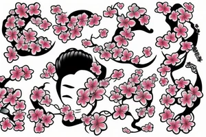 Cherry blossom and clouds tattoo idea