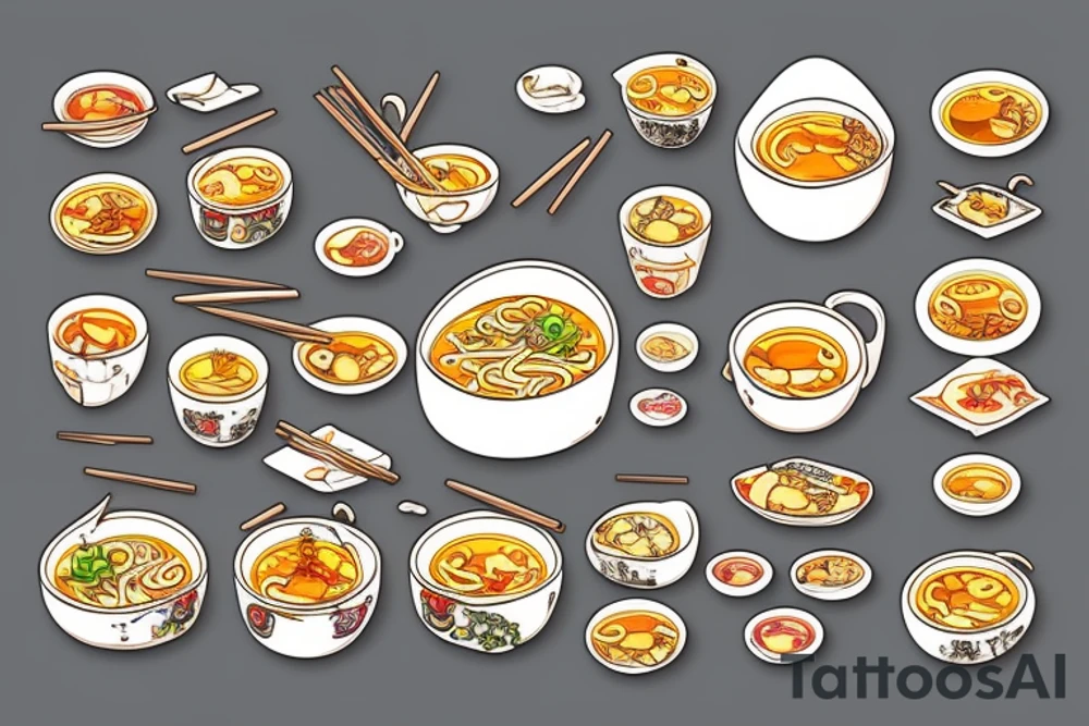 Cat eating ramen tattoo idea