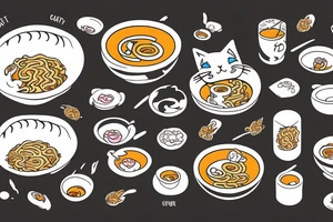 Cat eating ramen tattoo idea