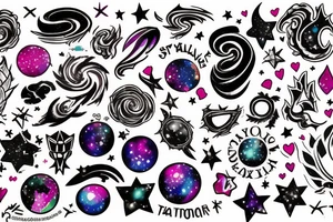 love star galaxy rainbow tattoo idea