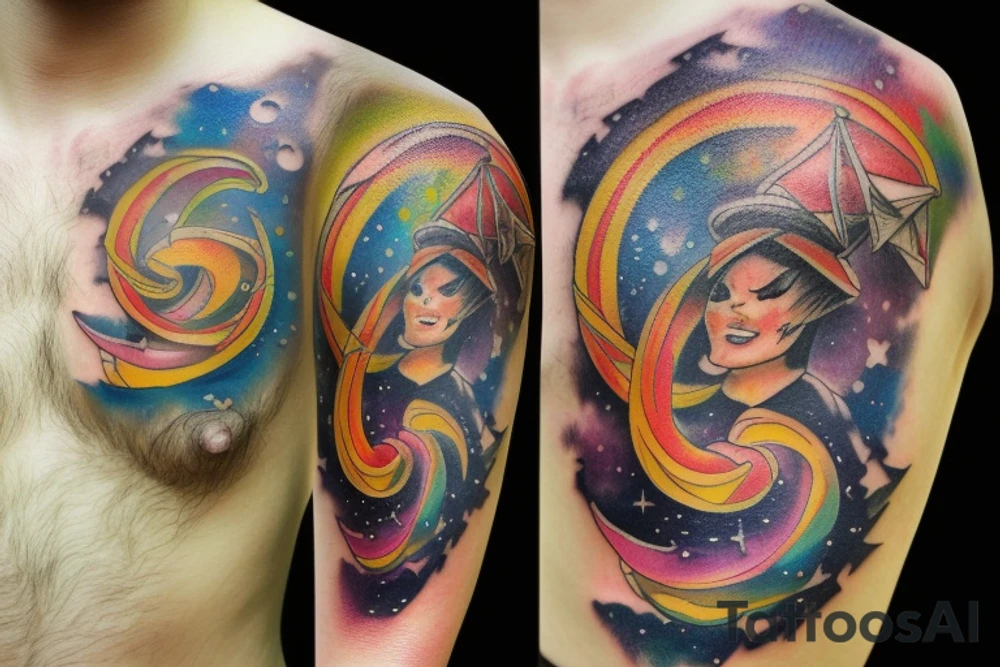 love star galaxy rainbow tattoo idea