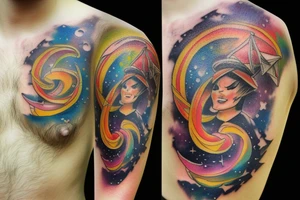 love star galaxy rainbow tattoo idea