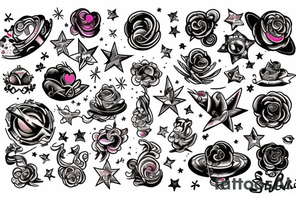 love star galaxy rainbow tattoo idea