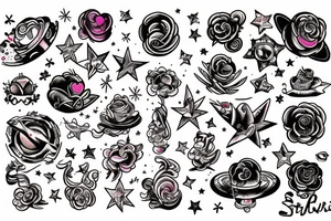 love star galaxy rainbow tattoo idea