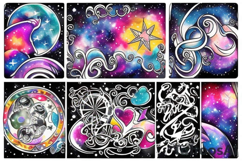 love star galaxy rainbow tattoo idea