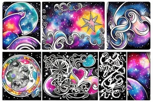 love star galaxy rainbow tattoo idea