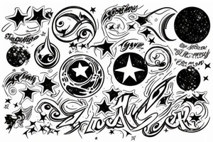love star galaxy rainbow tattoo idea