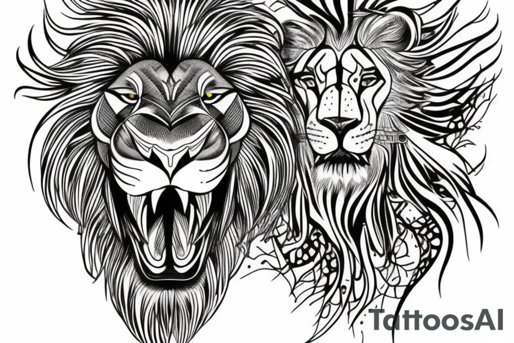 Realistic lion head tattoo idea