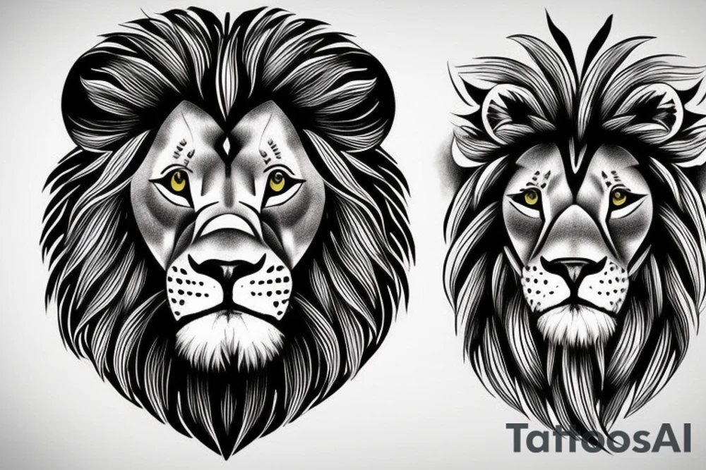 Realistic lion head tattoo idea