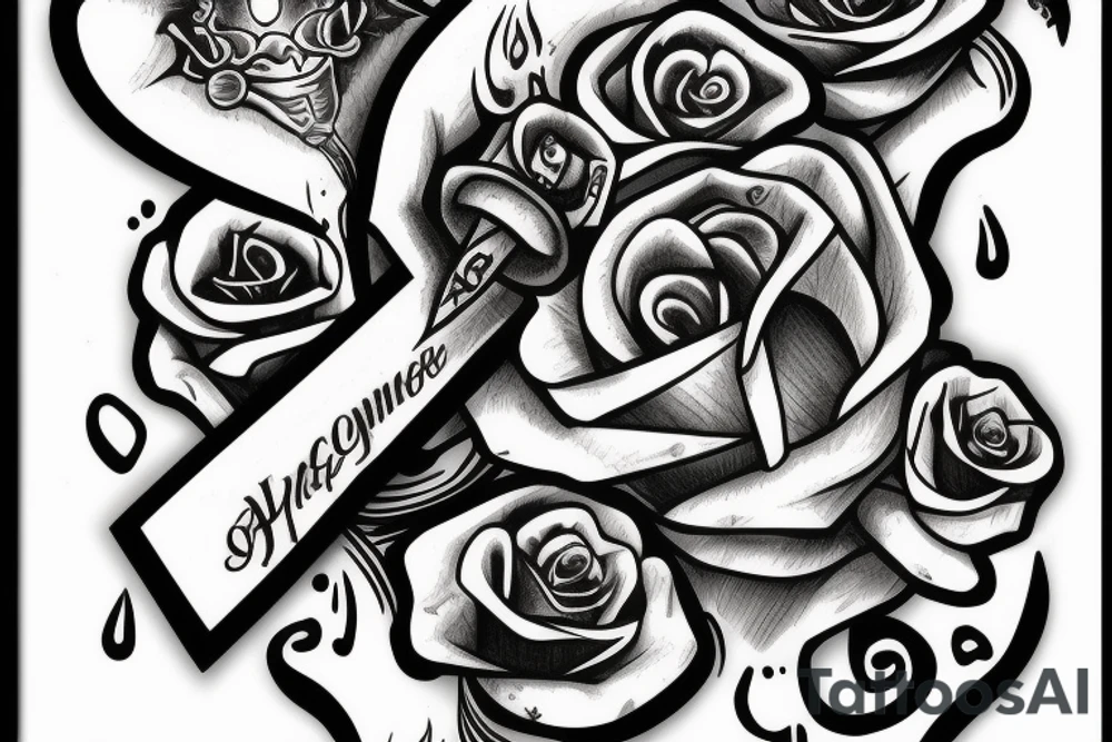 Ace of spades on fire with a wilting rose tattoo idea