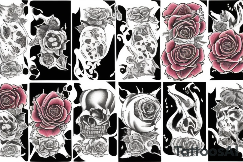 Ace of spades on fire with a wilting rose tattoo idea