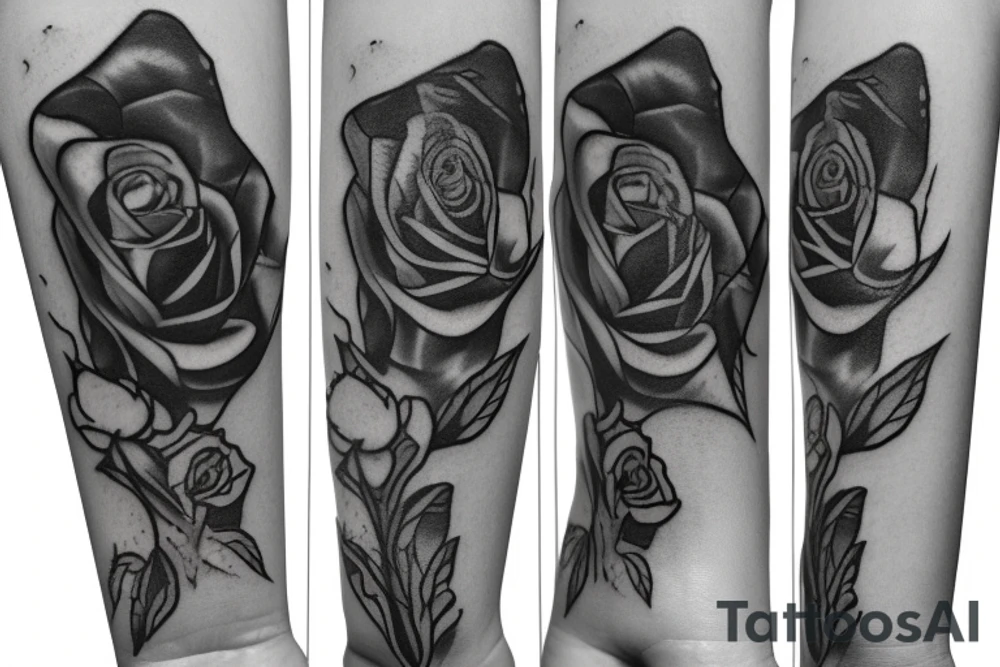 Ace of spades on fire with a wilting rose tattoo idea