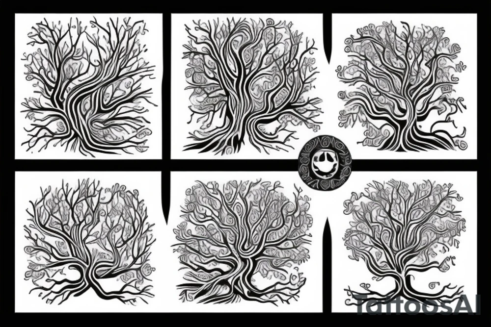 A river that fusion with roots of a tree tattoo idea
