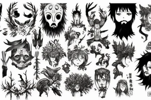 Faces in a forest tattoo idea