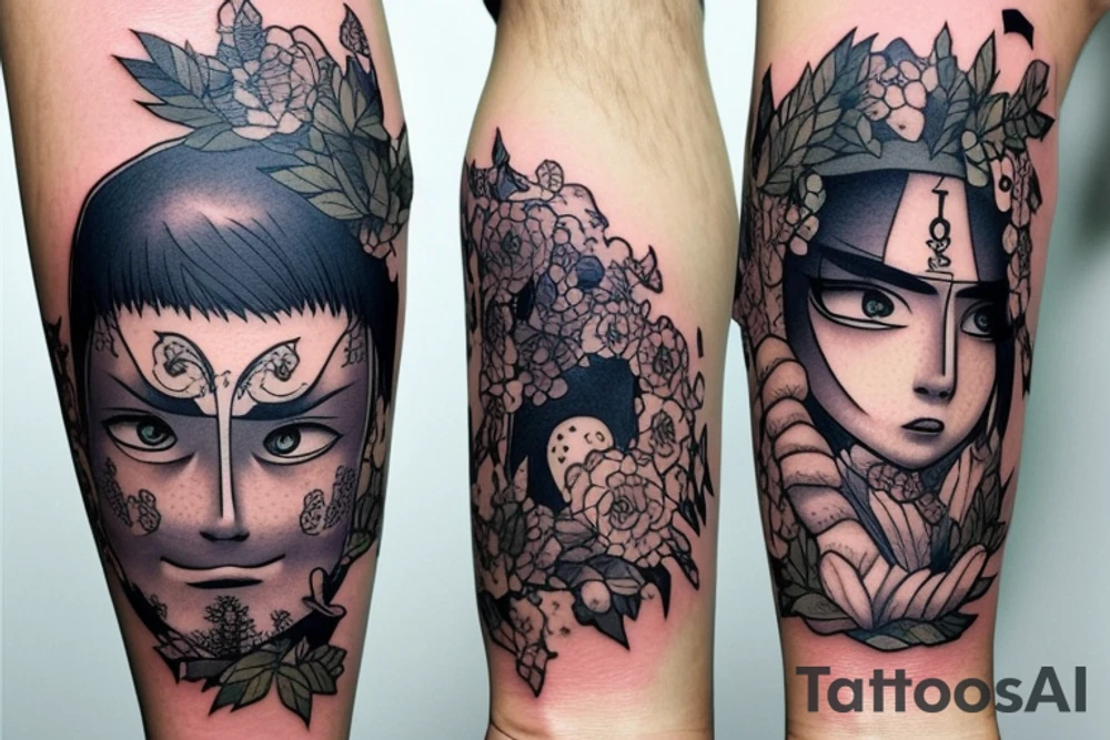 Faces in a forest tattoo idea