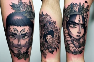 Faces in a forest tattoo idea