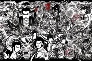 Full back yakuza demons tattoo idea