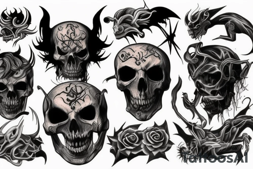 Demon and death tattoo idea