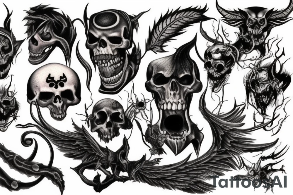 Demon and death tattoo idea