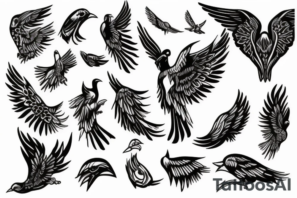 Bird with wings tattoo idea